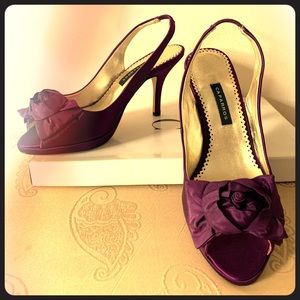 Caparros heels. amethyst silk. Size 6.5.